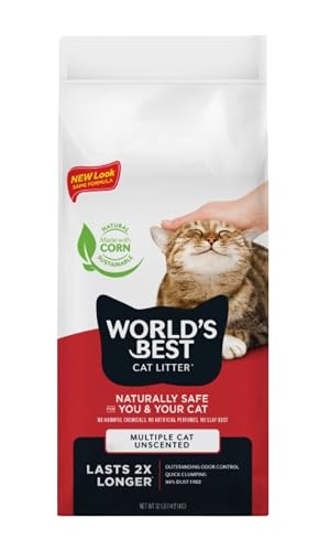 World's Best Cat Litter Multiple Cat, Unscented, Odor Control, 32 lb Bag