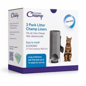 Litter Champ Refill Bags 3 Pack, Continuous Cat Litter Disposal System
