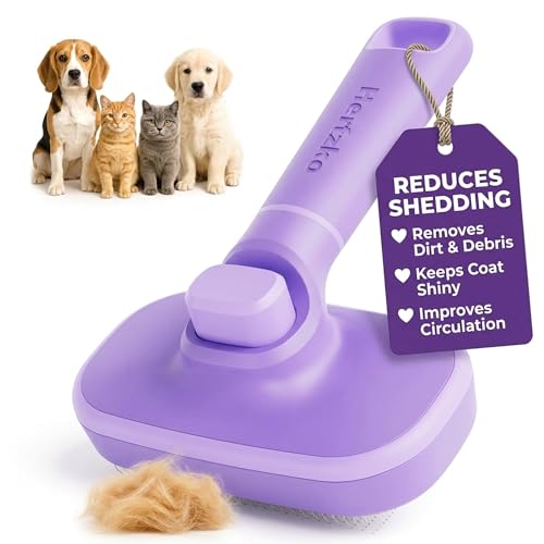 Self-cleaning slicker brush for short-haired or long-haired cat coat care