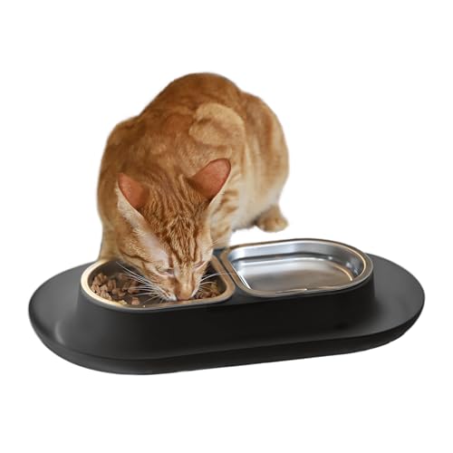 Hepper NomNom - Spill Proof Elevated Cat Bowls - Stainless Steel - Gray