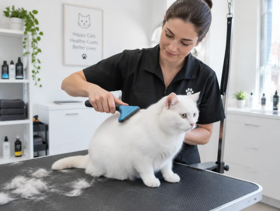 Short Hair Cat Bath & Brush with Deshedding