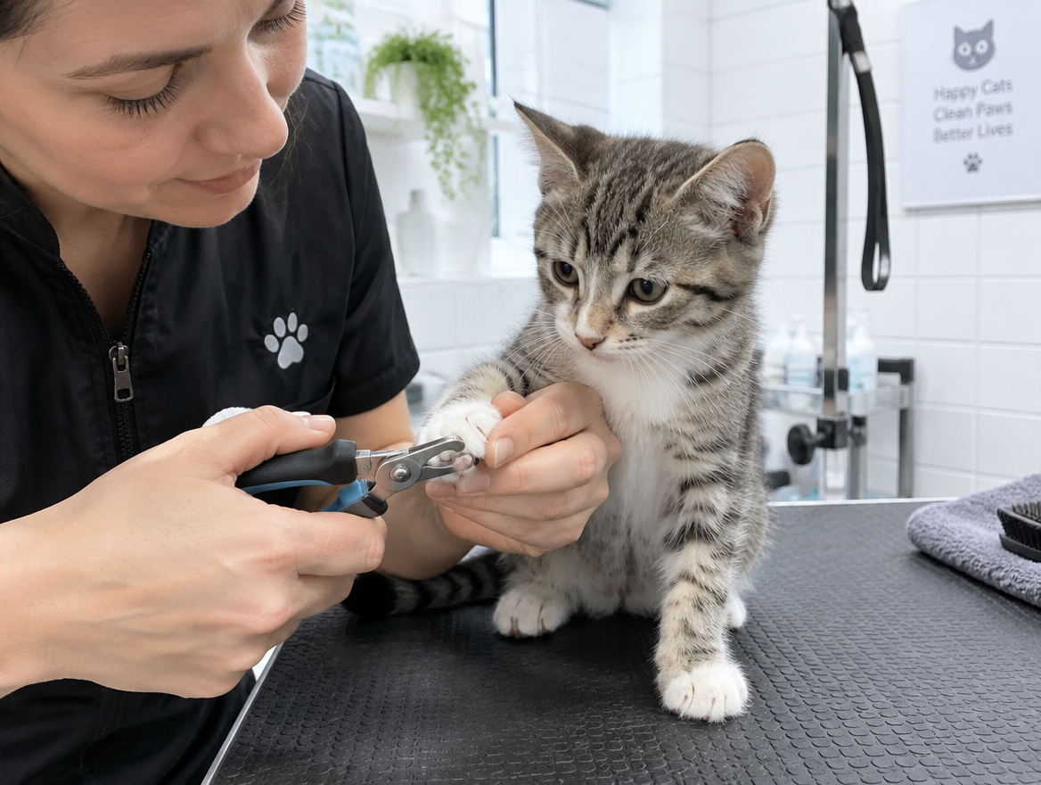 Short Hair Kitten Bath & Nail Trim