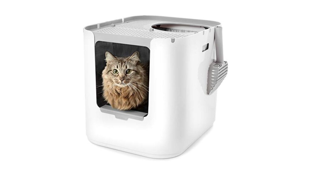 Modkat XL Cat Litter Box, Top or Front-Entry, Liner, Scoop & Filters, White