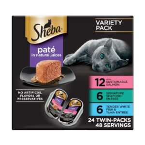 Sheba Perfect Portions Pâté Wet Cat Food, Seafood Variety (24 ct)